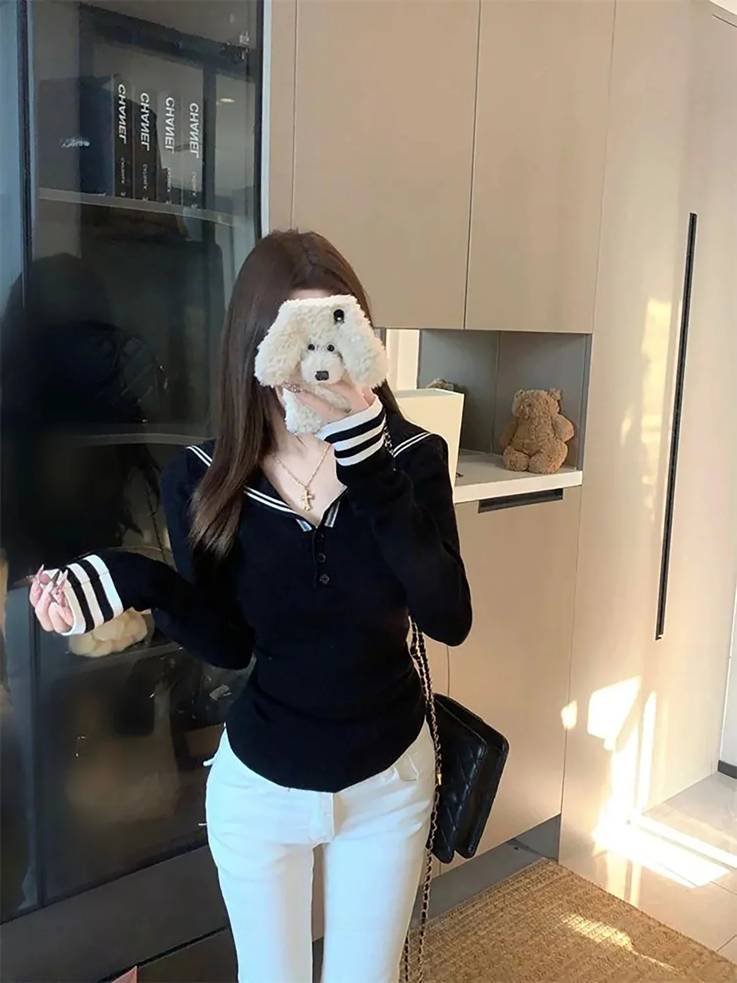 

Slim Fit Naval Collar Knitted Sweater Women's Faion Spring 2026 New Sle Korean Sle Versatile Body a Top