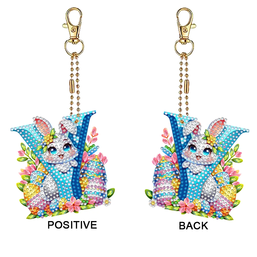 

PET Double Sided Special Shaped Easter Alphabet DIY Diamond Painting Keychain