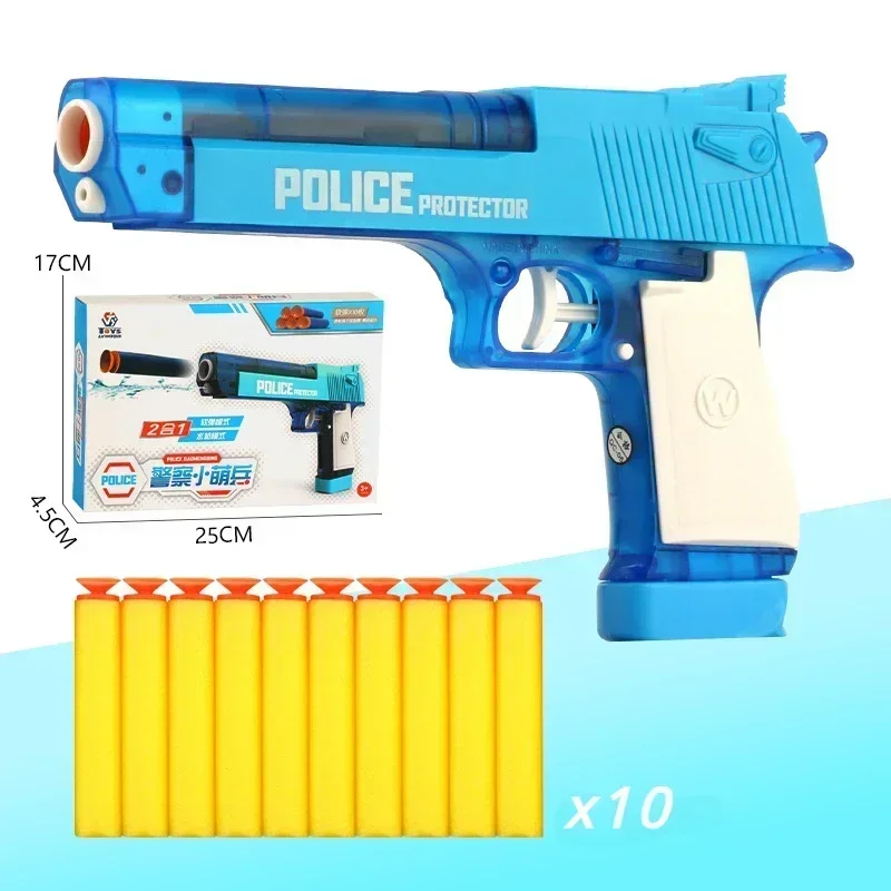 Zachte Kogels Waterpistool Woestijn Dual Mode Eagle Revolver Zomer Strand Speelgoed Stress Reliëf Handmatige Schuimwerper Buitenspel Kid Cadeau