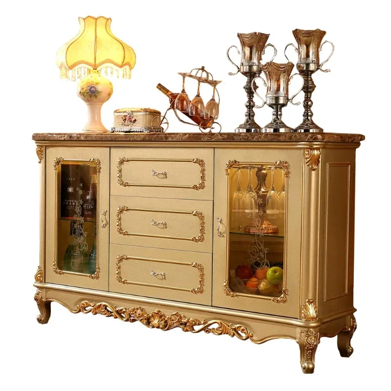 Armario para Vinos de Mármol Emperador Color Oro Champán, Mueble de Entrada, Vinoteca
