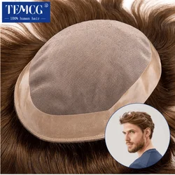 Fine Mono Toupee Men 100% Natural Human Hair Breathable Male Hair Prosthesis Capillary 6