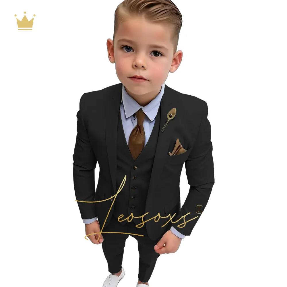 Boys ivory formal suit 3 piece suit, custom made children single breasted notch lapel suit, boys wedding party birthday suit