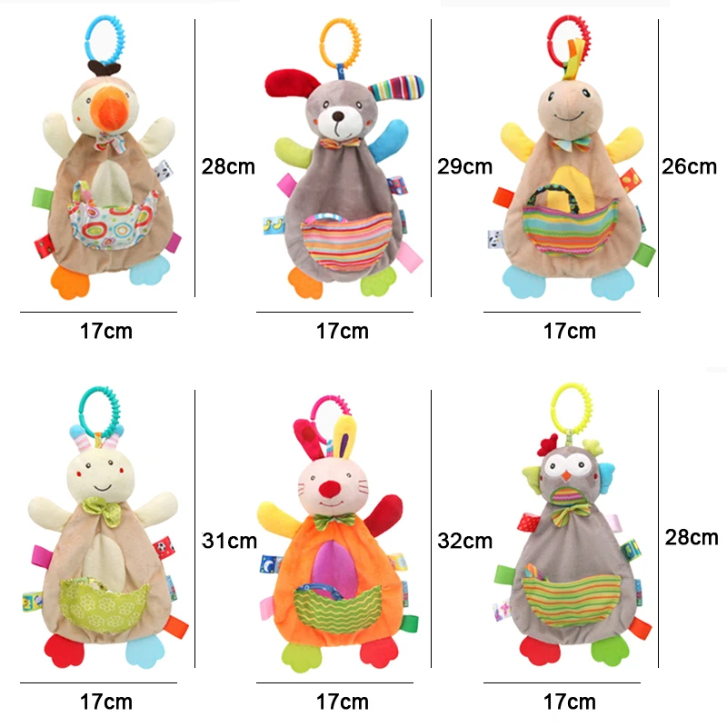 Manta de seguridad para bebé, perro con etiquetas, sonajeros mordedores, manta suave móvil, juguete acogedor, Animal relleno para bebés, regalo para recién nacidos