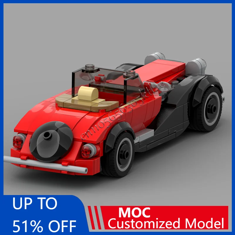 196 PCS MOC Darjeeling Barracuda Sport Red Vintage Convertible Sports Car Model Building Blocks Birthday Toys Gift For Children