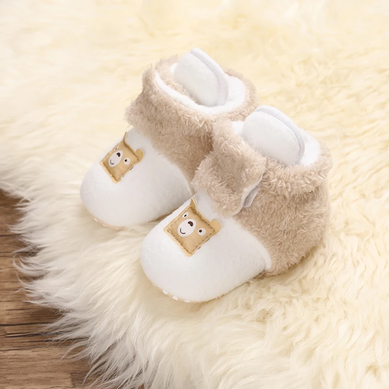 Baby Autumn Winter Boots Baby Girl Boys Winter Warm Shoes Solid Fashion Toddler Fuzzy Balls First Walkers Kid Shoes 0-18M