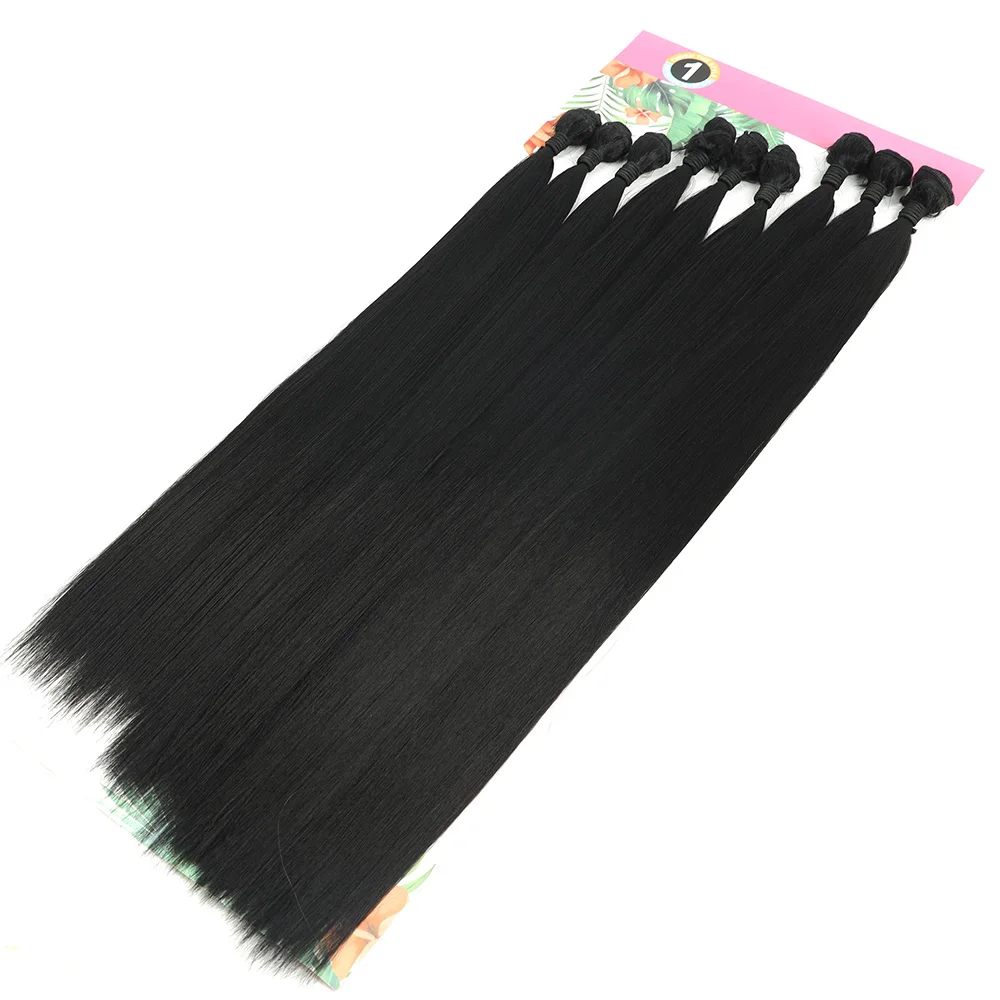 Synthetic Straight Hair Extensions Ombre Hair Bundles 20 24 28 Inches Heat Resistant Fiber Hair Weaving Long Straight Hair