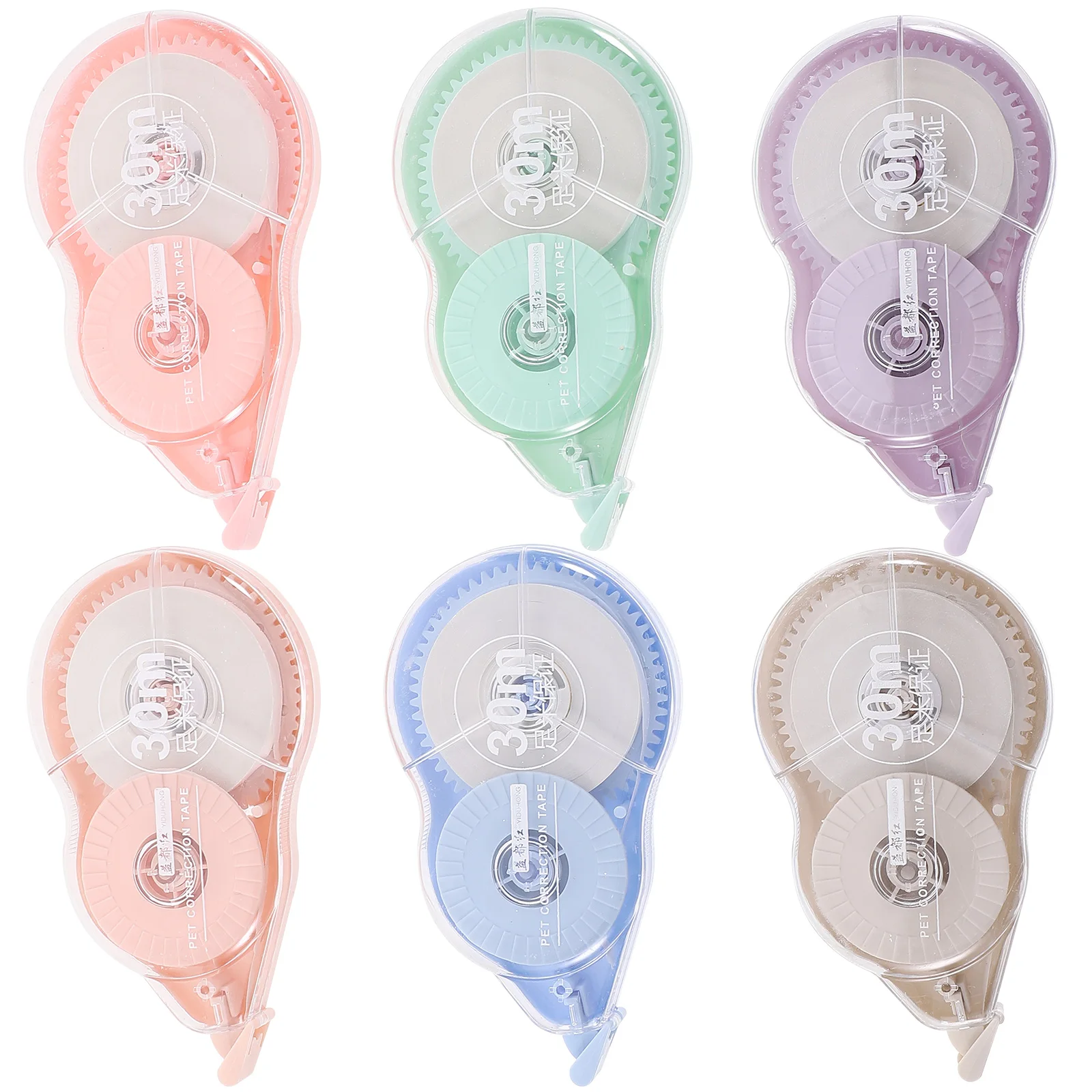 6 шт., белая корректирующая лента, материал PAS, офисные принадлежности, клей, портативный двойной механизм, автоматическая затяжка, скрапбук, поздравление