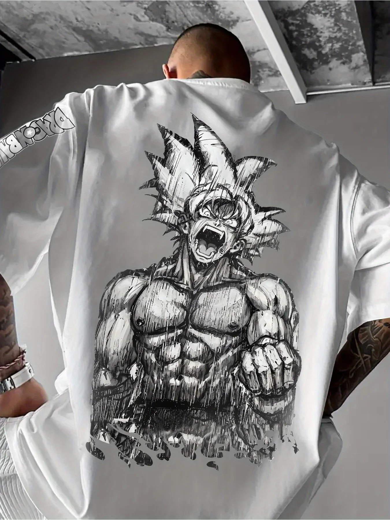 Camiseta Dragon Ball Broly de algodón negro con gráfico de Anime Power Up Z Mark DAS, manga estampada, ropa de calle Super Saiyan, Top holgado para mujer