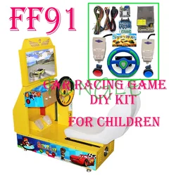 Piezas del kit de máquina simulador de conducción de automóviles Crazy Racing con volante de tablero de carreras, gabinete Arcade DIY, juego para niños, FF91