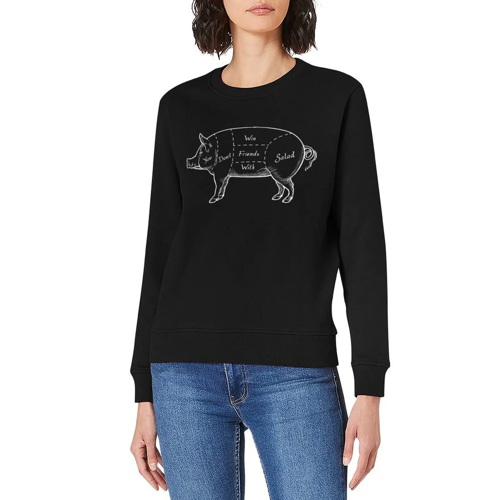 เสื้อสเวตเชิ้ตผู้ชายลายกราฟิก คอลเลคชั่นฤดูใบไม้ร่วง ลาย You Don't Win Friends With Salad