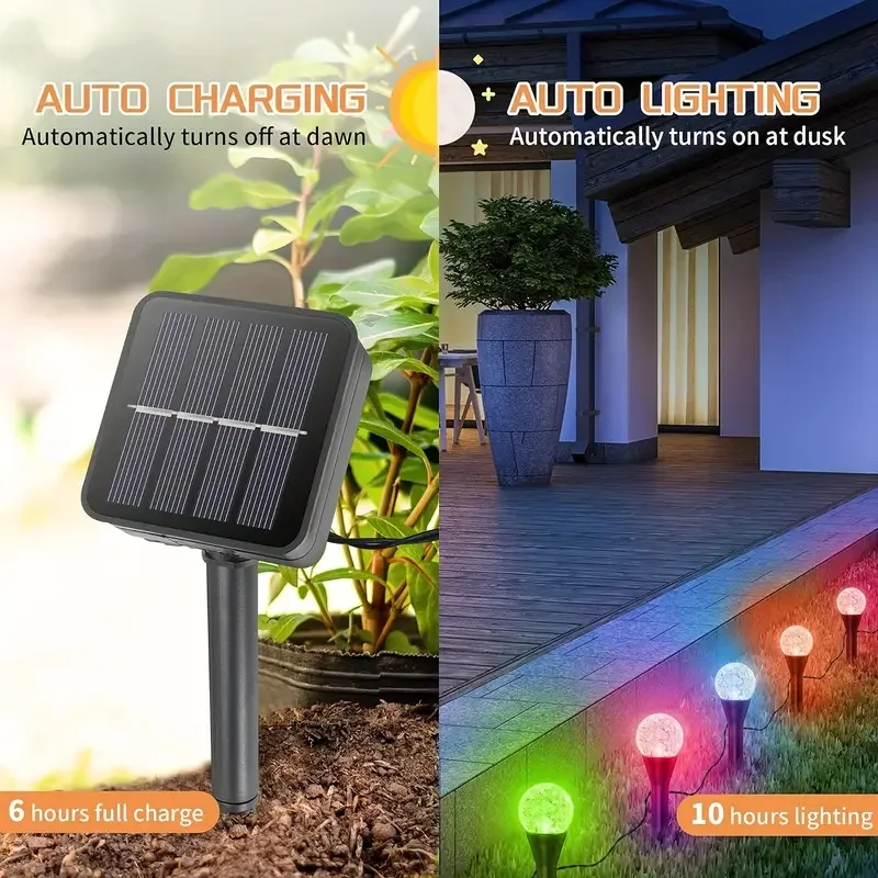 20 LED Solar Bubble Ball Garden Path Lights Outdoor Waterproof for Courtyards Lawns Gardens Walkways and Festive Decorations