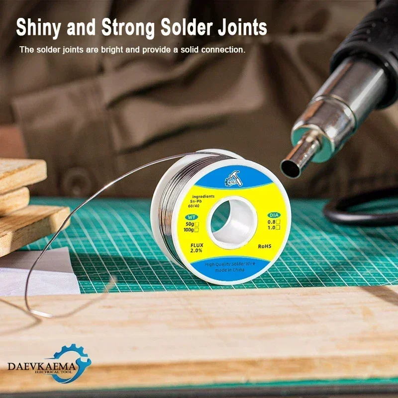 Tin Lead Flux Core Solder 60/40 25/75 50g Reel - Soldering for Circuit Board & Craft 0.8mm 1mm Optional