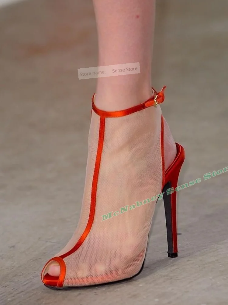 

Сетчатые полые сандалии с открытым носком, летние женские туфли-лодочки, однотонные сандалии на тонком высоком каблуке с пряжками и ремешками, дизайнерская обувь для вечеринок, повседневные цвета