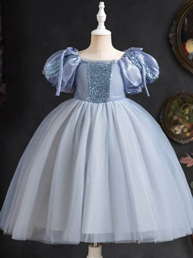 Kids Birthday Party Dresses for Little Girl Size 3 To 8 Years Prom Sequin Dress 2024 Luxury Gowns Bow Evening Formal Frock