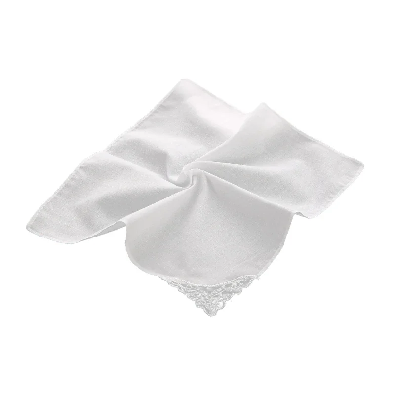 White Lace Kerchief Big Bandannas for Summer Square Lace Headscarf Decorative Handkerchief Women Multiuse Accessories 57BD