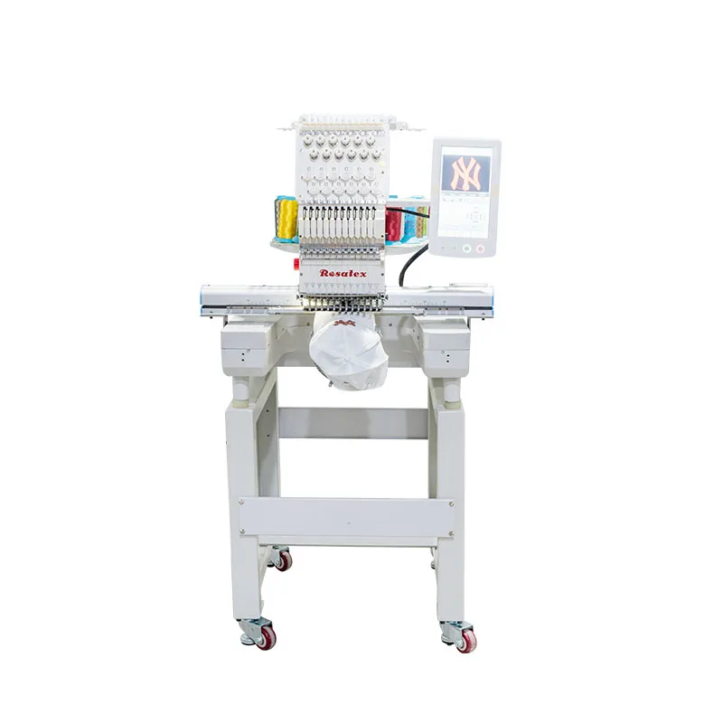 Rosatex 1201E رأس واحد 12 إبرة تي شيرت آلة التطريز الملابس حالة جديدة محوسبة التطريز المسطح للاستخدام المنزلي