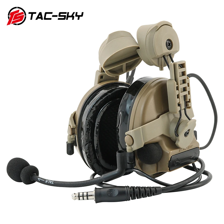 TAC-SKY C3 COMTAC III Headset Tactical Helmet ARC Track Bracket Version Electronic Shooting Earmuffs Walkie Talkie PTT Headset