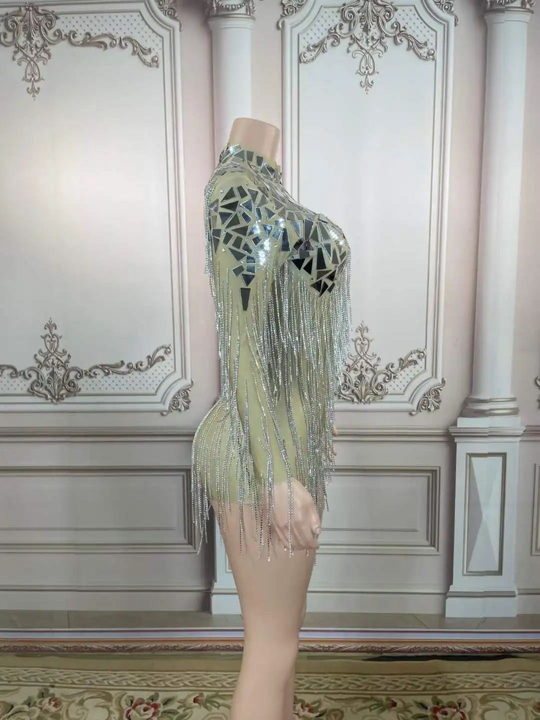 Kobiety cekiny Rhinestone urodziny oszałamiająca scena frędzle body bal Party klub nocny Drag Queen wykonaj kombinezony piosenkarza 2025