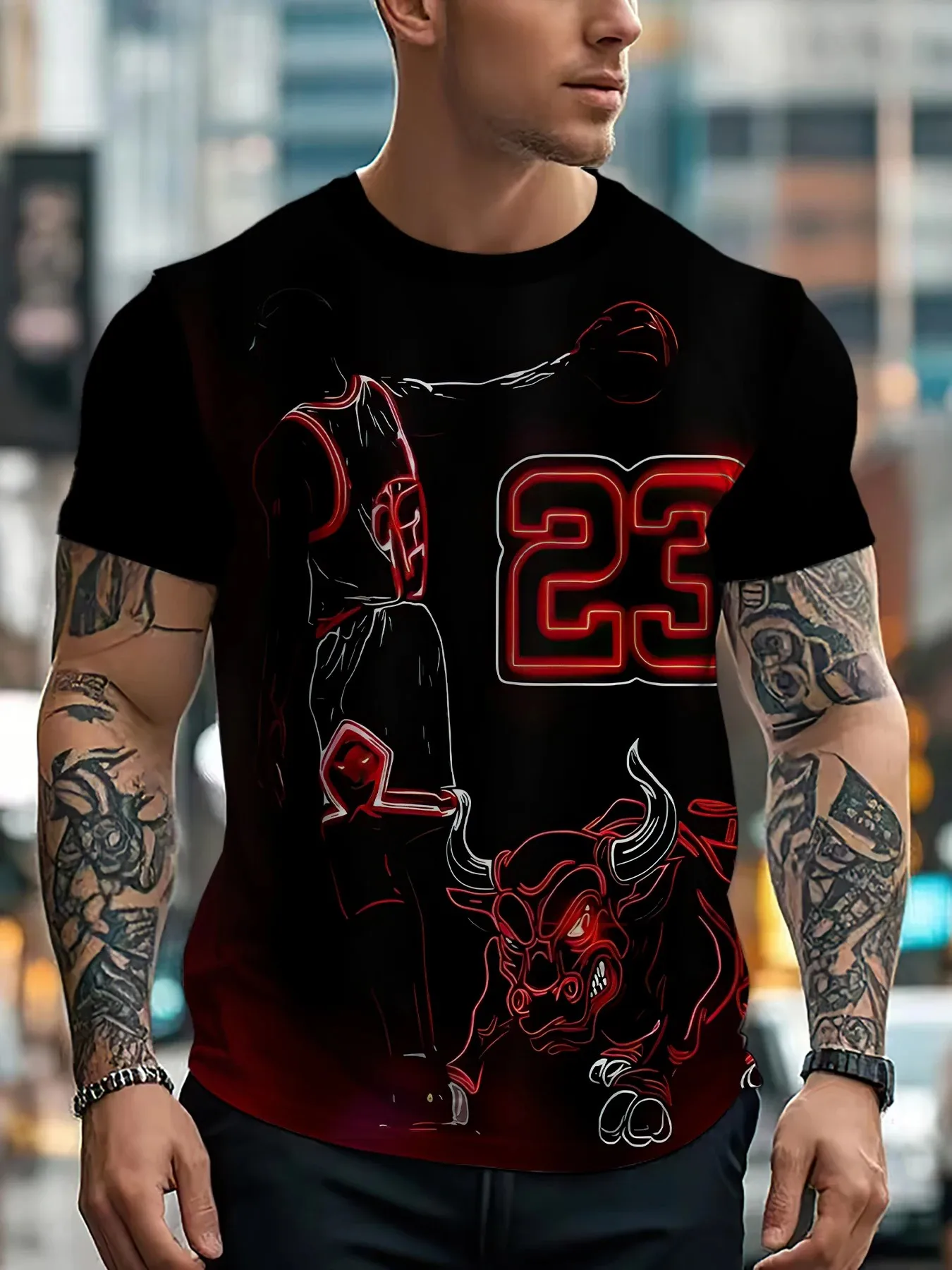 

Новая летняя спортивная повседневная и модная удобная легкая и дышащая мужская футболка с 3D цифровым принтом.