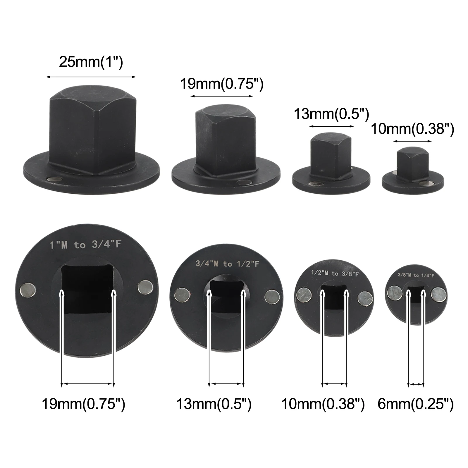 

4pcs/set Socket Adapter 3/4 To 1inch 1/2 To 3/4 3/8 To 1/4 For Automotive Mechanical Power Tool Parts Accessories