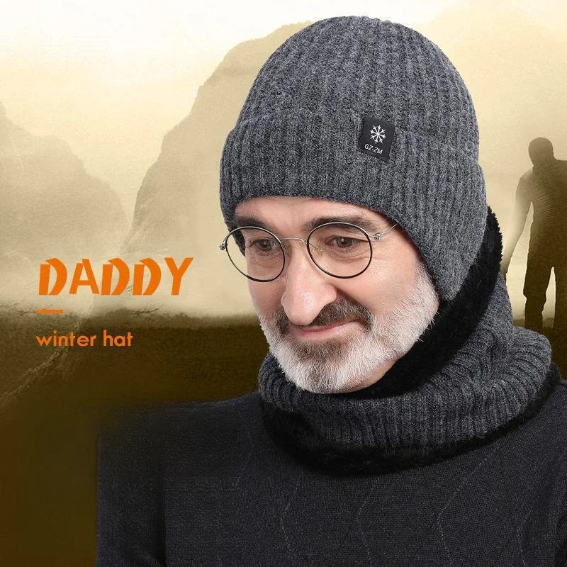 Men'S Special Edition / Winter Thickened Knit Ear Protection Hat,Suitable for Fathers And Grandfathers / Winter Men'S Knit Beret