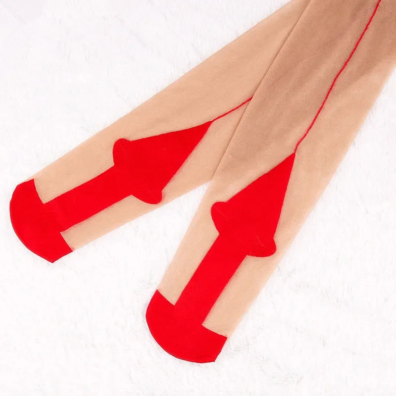 キューバヒールバックシームストッキングオープンクロッチレトロタイツ女性のセクシーなランジェリークロッチレスエロ下着ハイウエストストッキング