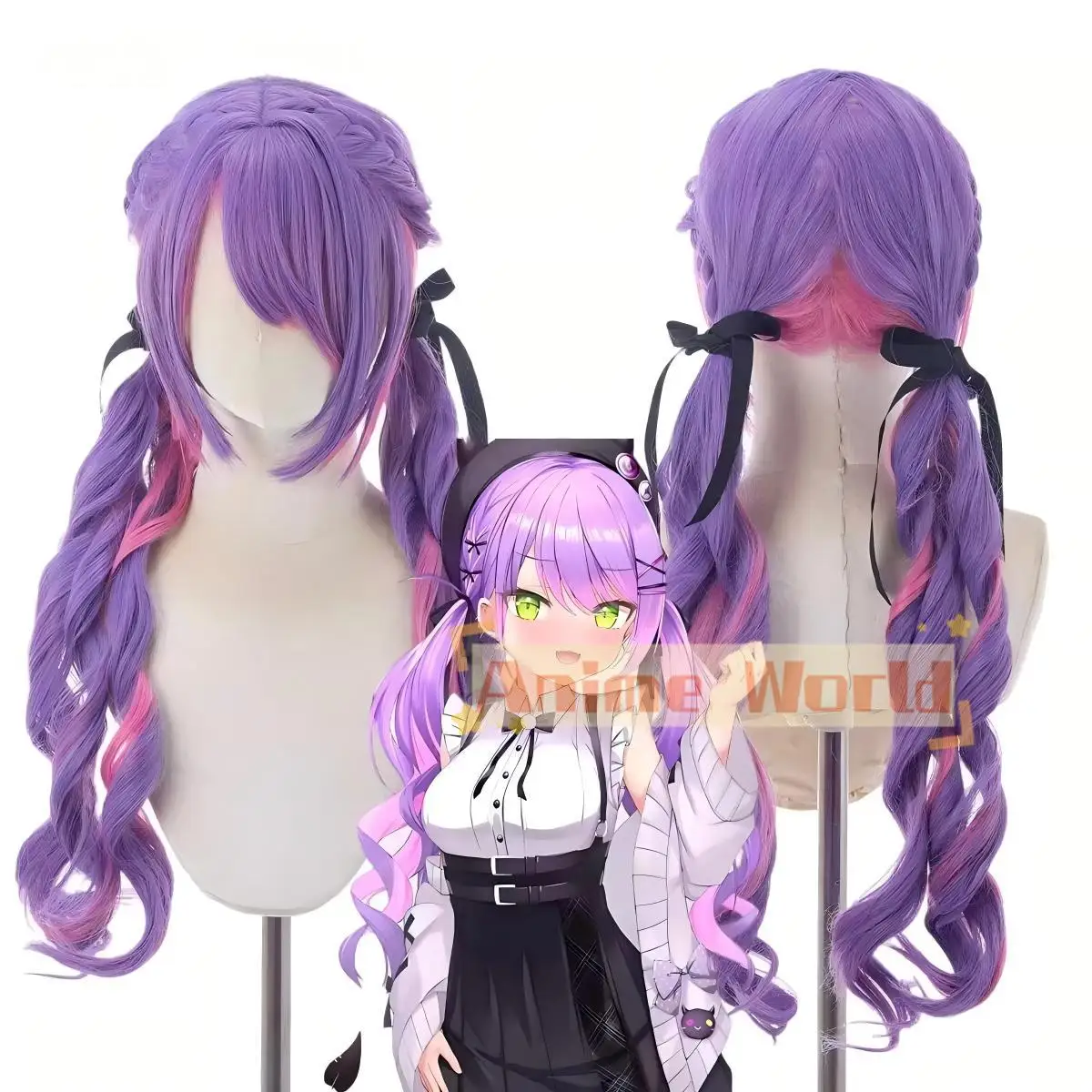 Hololive 4th Generation Tokoyami Towa Cos Cosplay Wig Halloween Carnival Party Props Synthetic Hair Heat Resistant Fiber
