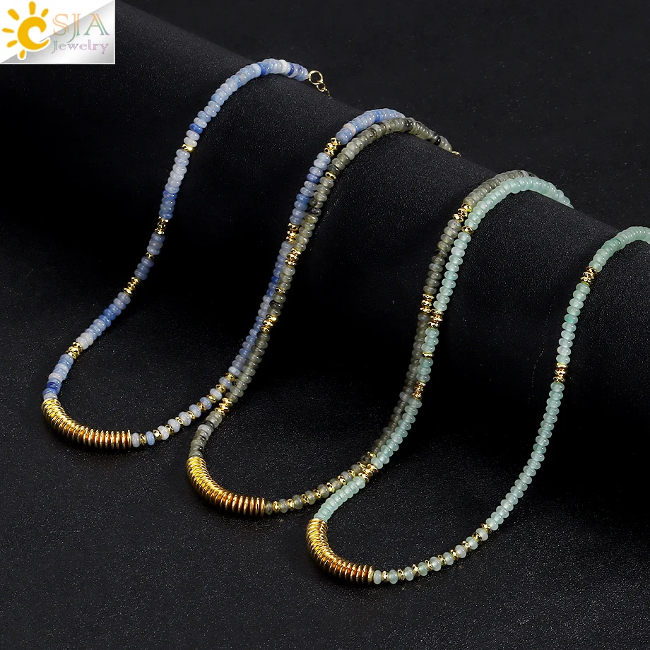 Luxury Crystal Choker Necklace for Women Natural Stone Tiger Eye Labradorite Beaded Necklace Handmade Collar Men Jewelry H440