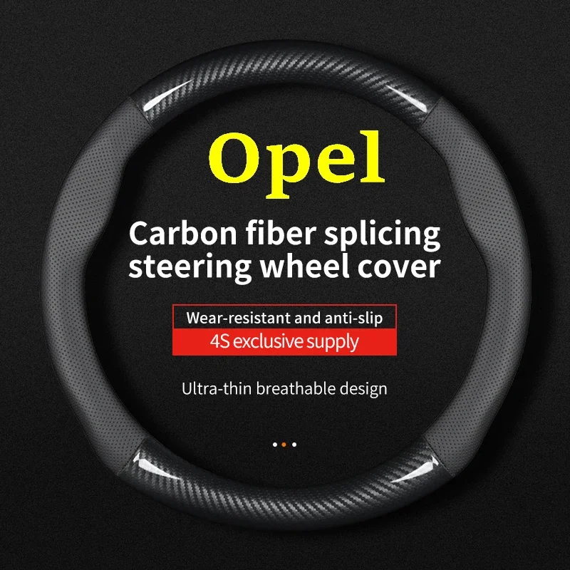 No Smell Thin For Opel Steering Wheel Cover Genuine Leather Carbon Fiber Fit Astra Insignia ST Ampera Corsa E Rocks-e Grandland