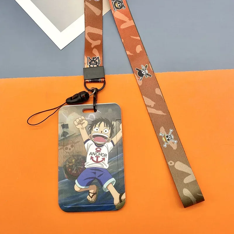 One Piece ID Card Holders Luffy Zero Anime Around with Lanyard Work Bus Cards Cases Cartoon Cute Cardholders Accessories Gift