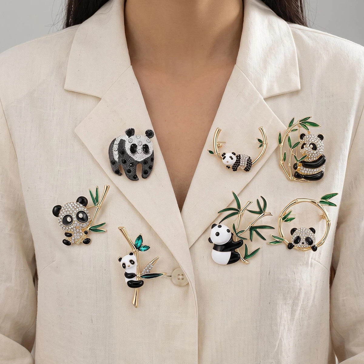 Luxury Rhinestone Panda Brooches for Women Unisex Trendy Animal Pins Casual Party Jewelry Accessories Gifts Decoration