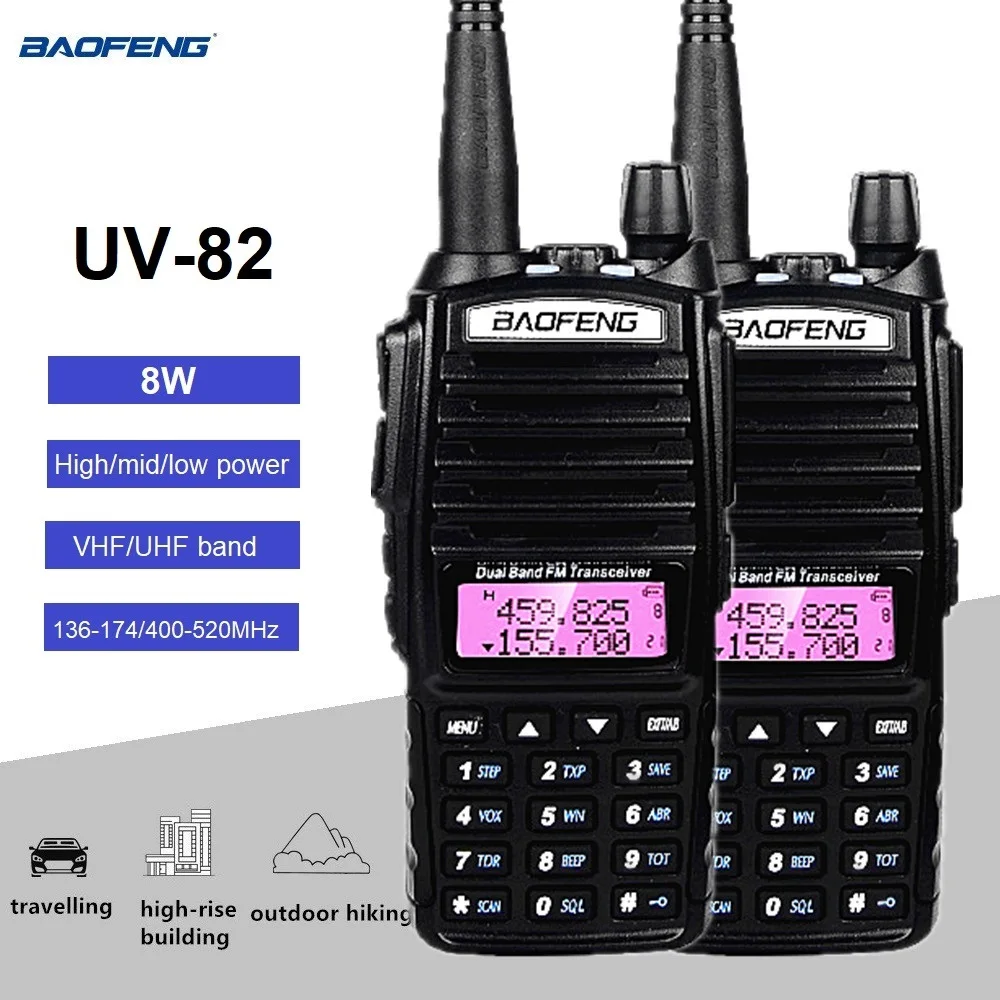 

2pcs Walkie Talkie 8W Baofeng UV-82 VHF UHF Two Way Radio Scanner uv82 Ham Radio Station UV 82 hf Transceiver for Hunting 10km