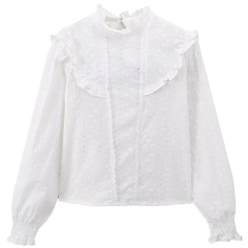 Romantico Sle scava fuori ricamo ort Sve irt Faion da donna Nuovo arrivo Autunno Inverno Vestibilità ampia Lunghezza regolare