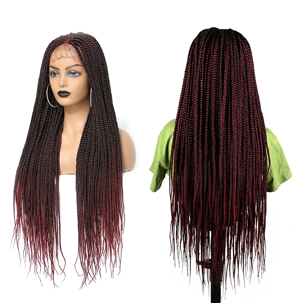 Synthetic Lace Front Wig 30 Inch Braided Lace Front Wigs Knotless Braided Wigs Lace Box Braids Wig Hair Heat Resistant Fiber