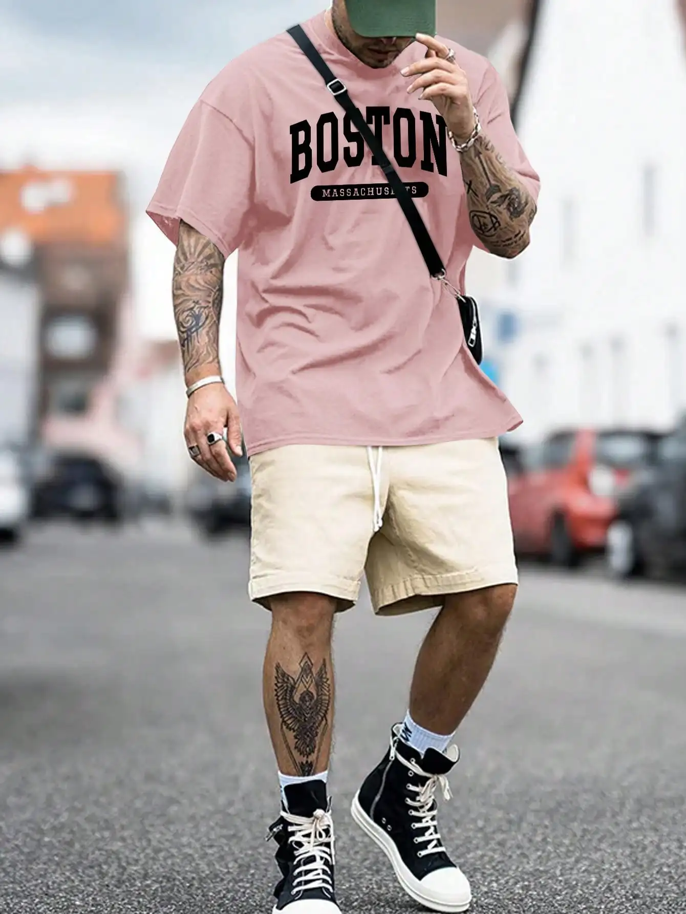 

Men's letter printed short sleeved t-shirt