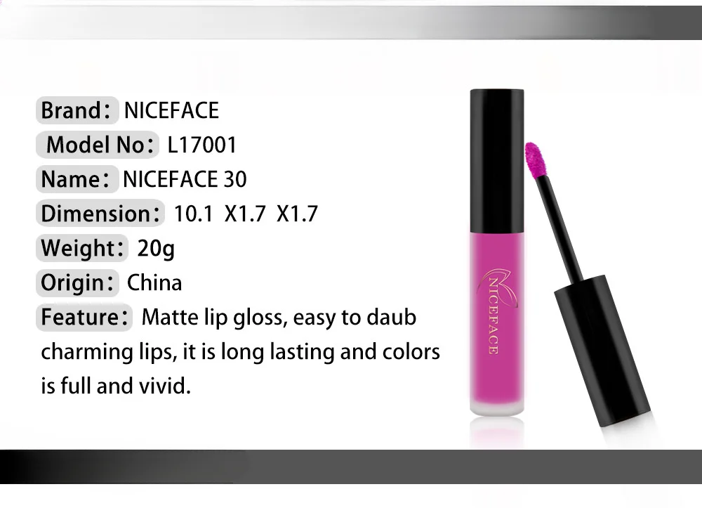 NICEFACE Lipstick Maquiagem Long Lasting Sexy Matte Black Blue Liquid Lip stick Waterproof Party Gray Green Lip Gloss Makeup