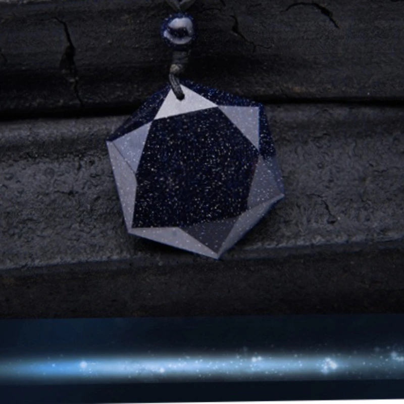 Obsidian Hexagram Pendant, Pendulum Energy Stone, Blue Sandstone Necklace.