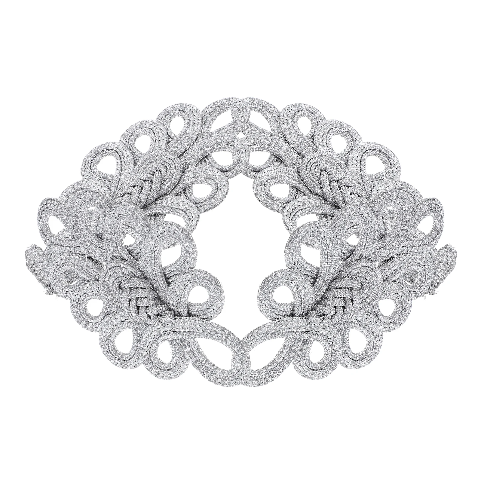 

2pcs Silver Thread Handcrafted 9-Hole Ornate Frog Closure Buttons Sewing Fasteners For Cheongsam Coats Suit Closure Knots