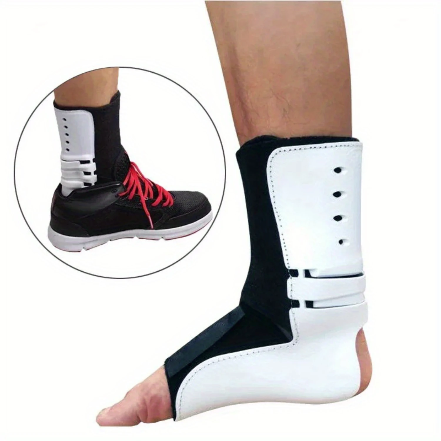 Adjustable Foot Drop Orthosis Brace, Ankle Stabilizer with Fixed Strips for Hemiplegia Corrector Rehabilitation and Sprain Suppo