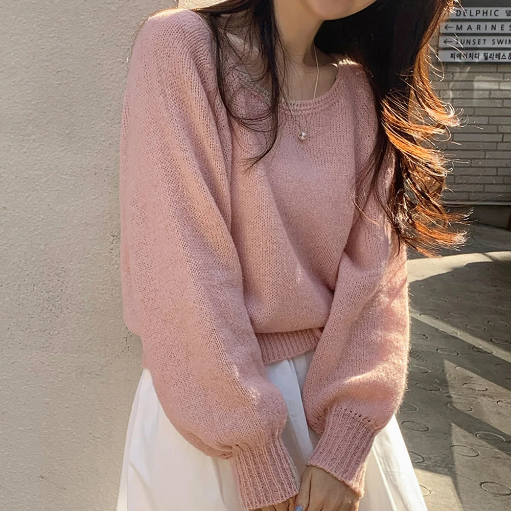 Frauen Gestrickte Pullover Thiened Lange Sve runde Ne Reine Farbe Gürtel Taille Inning Knoten Herbst Winter Neue Sle