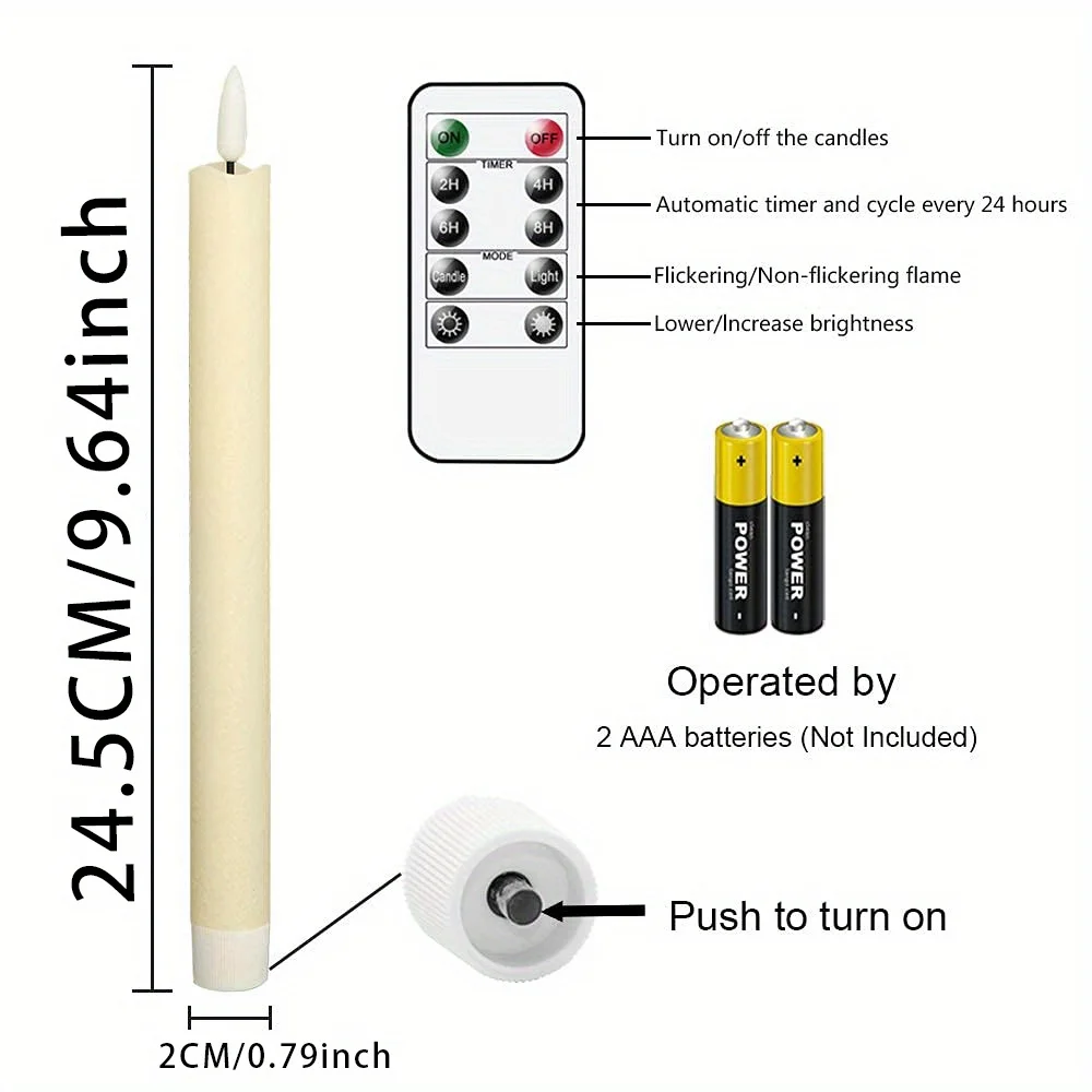 Flameless Candles 6‑Pack with 3D Realistic Flame Core, Remote Control & Adjustable Brightness, Polished Finish, Batteries Not Included, Ideal for Halloween Christmas Valentine’s Day Indoor Decor