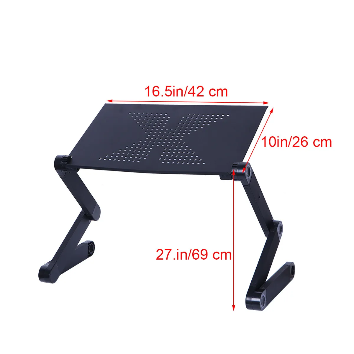 Picture 5: Premium Aluminum Alloy Folding Laptop Desk Bed Table for Home Office Camping Picnic Breakfast Dinner Serving Mobile Phone Groove