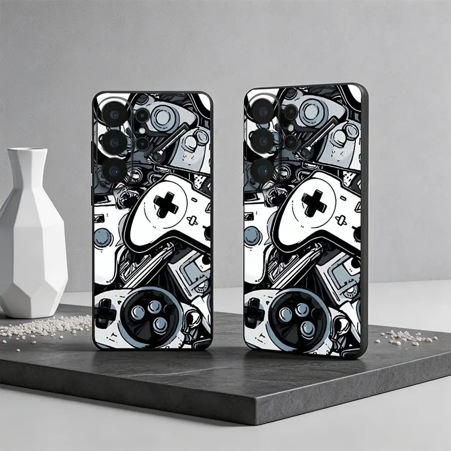 Black Gamepad Phone Cover Case for Samsung Galaxy S26 Ultra S20 S10 S9 S23 S24 S25+ S26+ S24+ S25 Plus S21 FE Note 20 8 9 10