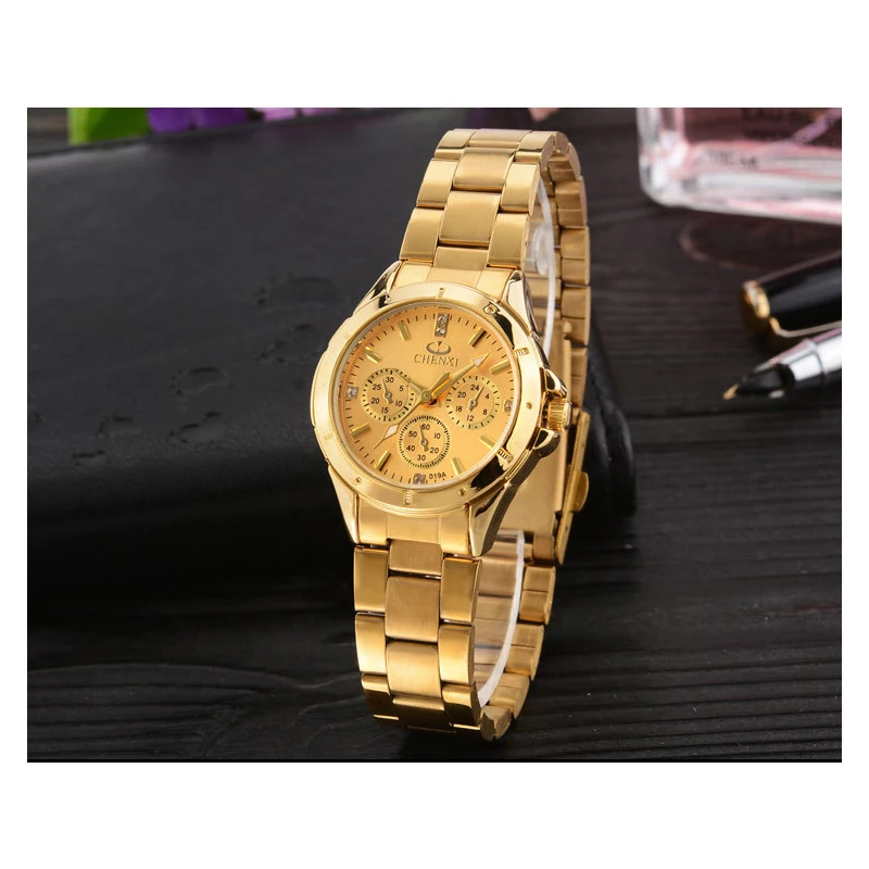 CHENXI Brand Fashion Gold Women Watch Ladies Watch Quartz Watches Luxury Clock Stainless Steel Waterproof Wrist Watches Female