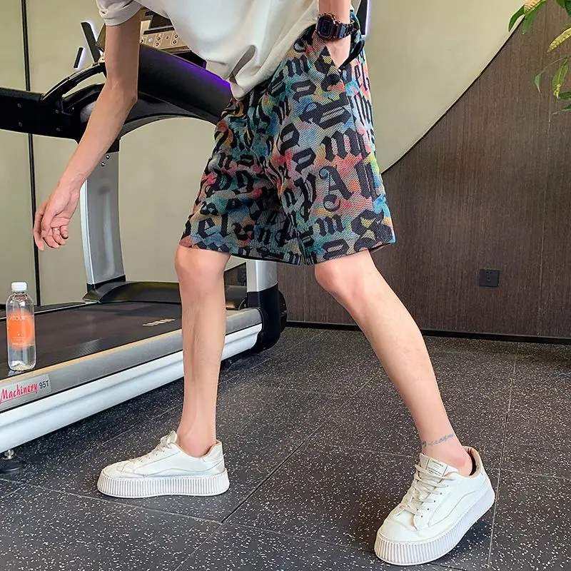

Gothic Shorts Men's Fashion Brand Casual Sports Shorts Summer New Men's Pants Thin Beach Mesh Large Trunks
