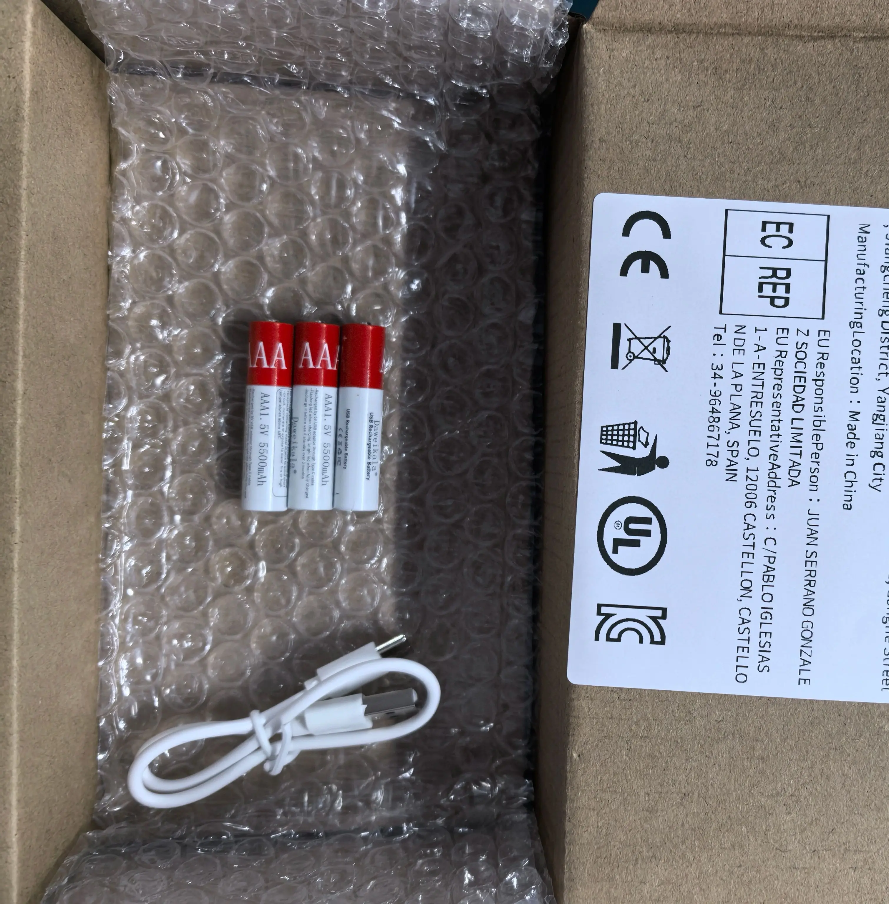 

New 1.5V AAA #5500mah USB rechargeable lithium ion battery for remote control wireless mouse + cable Charger free large capacity