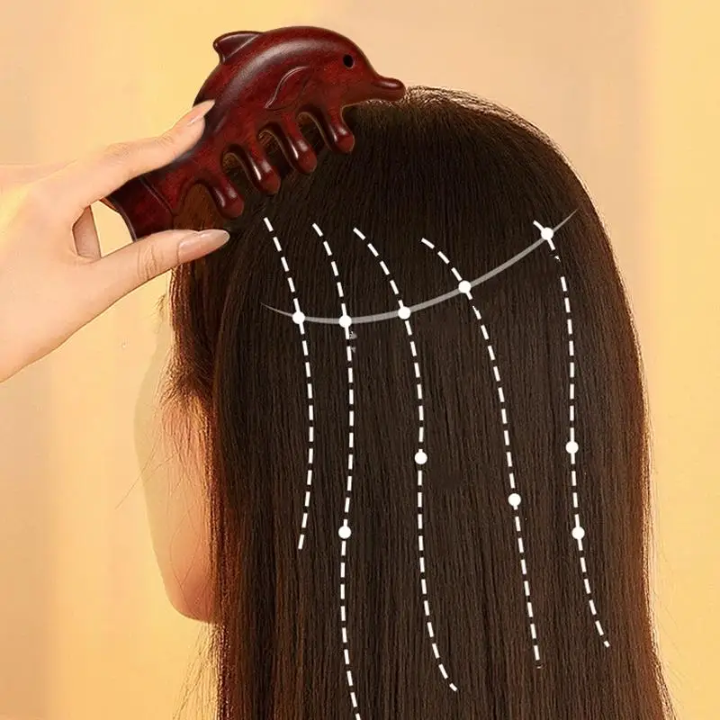 Massage Comb Head Massager Sandalwood Massage Board Four Tooth Comb Whale Comb Scalp Scraping Massager Body Massage Tool