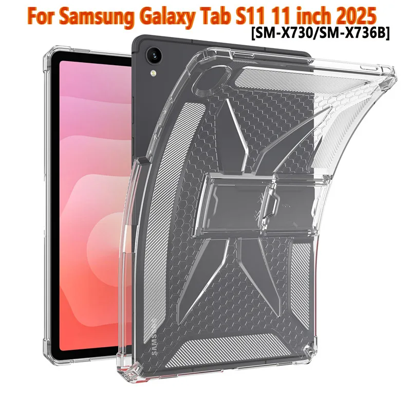 Funda لسامسونج غالاكسي تبويب S11 11 بوصة 2025 حافظة واقية 5G SM-X730/SM-X736B حامل وسادة هوائية واضح لينة غطاء من البولي يوريثان اللوحي حالات