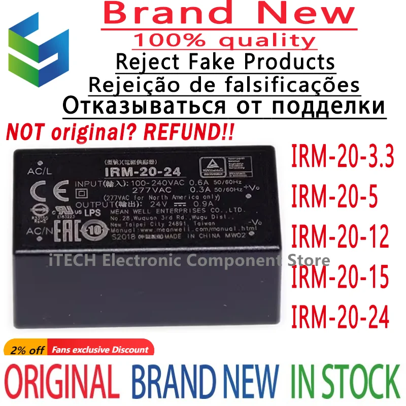 2pcs/lot Original IRM-20-3.3 IRM-20-5 IRM-20-12 IRM-20-15 IRM-20-24 DIP-4 100% New and Genuine