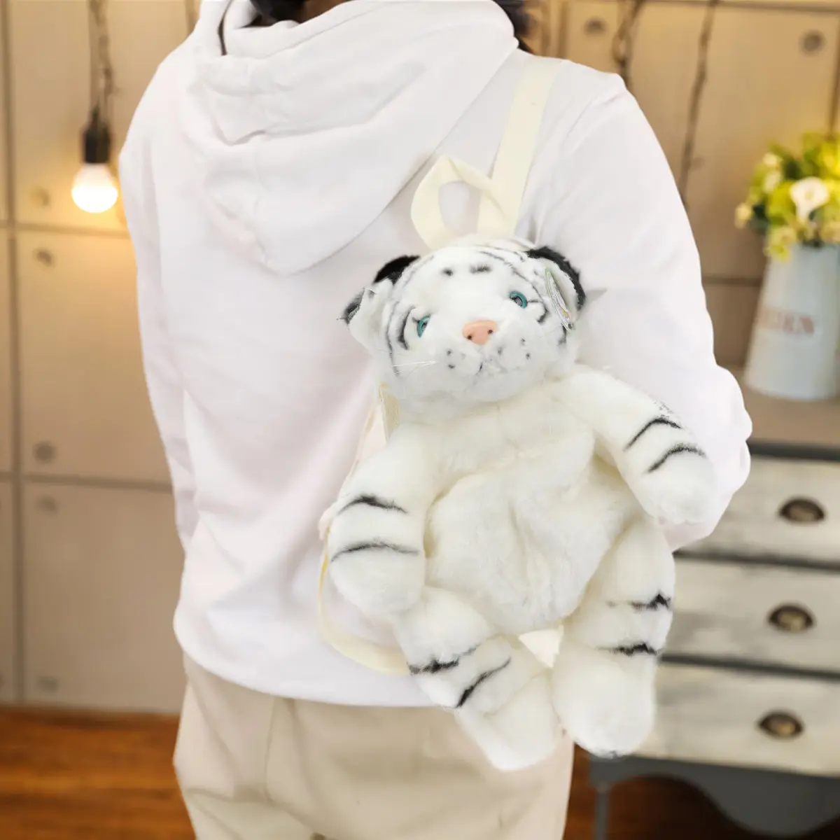 

Tiger Cartoon Backpack for Kids Comfortable Touch Adjustable Shoulder Strap Fine Workmanship Cute Bag